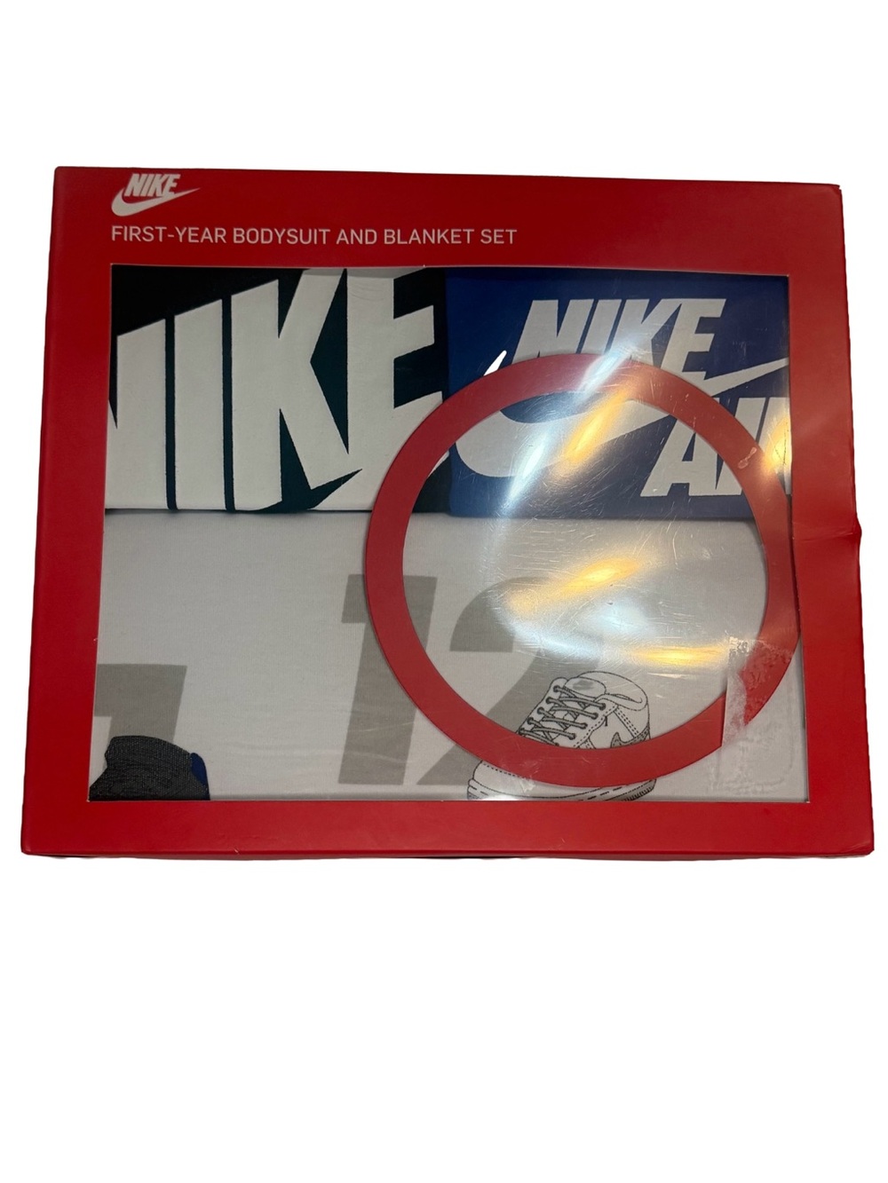 Nike Air First-Year Baby Bodysuit Milestone Blanket Photo Gift Set 0-12M NWT